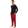 image:imageWiWi Mens Bamboo Viscose Pajama Sets Super Soft Long Sleeve Sleepwear Loungewear Cooling Pjs with Pockets Drawstring SXXLBblackred Plaid