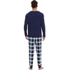 image:imageWiWi Mens Bamboo Viscose Pajama Sets Super Soft Long Sleeve Sleepwear Loungewear Cooling Pjs with Pockets Drawstring SXXLBnavynavyGreen Stripe Plaid