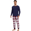 image:imageWiWi Mens Bamboo Viscose Pajama Sets Super Soft Long Sleeve Sleepwear Loungewear Cooling Pjs with Pockets Drawstring SXXLBnavynavyRed Plaid