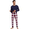 image:imageWiWi Mens Bamboo Viscose Pajama Sets Super Soft Long Sleeve Sleepwear Loungewear Cooling Pjs with Pockets Drawstring SXXLBnavynavyRed Plaid