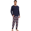 image:imageWiWi Mens Bamboo Viscose Pajama Sets Super Soft Long Sleeve Sleepwear Loungewear Cooling Pjs with Pockets Drawstring SXXLBnavysanta Claus on Navy