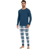 image:imageWiWi Mens Bamboo Viscose Pajama Sets Super Soft Long Sleeve Sleepwear Loungewear Cooling Pjs with Pockets Drawstring SXXLBpeacock BluenavyGreen Plaid