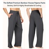 image:imageWiWi Mens Pajama Pants Soft Viscose Bamboo 1 or 2 Pack Sleep Lounge Bottoms Comfy Pj Loungewear with Pockets S4XAcharcoal