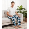 image:imageWiWi Mens Pajama Pants Soft Viscose Bamboo 1 or 2 Pack Sleep Lounge Bottoms Comfy Pj Loungewear with Pockets S4XAnavyGreen Plaid