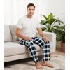 image:imageWiWi Mens Pajama Pants Soft Viscose Bamboo 1 or 2 Pack Sleep Lounge Bottoms Comfy Pj Loungewear with Pockets S4XAnavyGreen Stripe Plaid