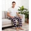 image:imageWiWi Mens Pajama Pants Soft Viscose Bamboo 1 or 2 Pack Sleep Lounge Bottoms Comfy Pj Loungewear with Pockets S4XAnavyRed Stripe Plaid