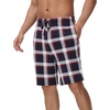 image:imageWiWi Mens Pajama Shorts Super Soft Lounge Bottoms Bamboo Viscose Cooling Sleep Bottom with Pockets S3XAnavyRed Stripe Plaid