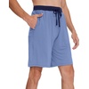 image:imageWiWi Mens Pajama Shorts Super Soft Lounge Bottoms Bamboo Viscose Cooling Sleep Bottom with Pockets S3XEfog Blue