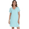 image:imageWiWi Nightgowns for Women Short Sleeve Sleepshirt Pajama Shirt Viscose from bamboo Soft Sleep Dress Vneck Nightshirt SXXLAaqua