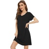 image:imageWiWi Nightgowns for Women Short Sleeve Sleepshirt Pajama Shirt Viscose from bamboo Soft Sleep Dress Vneck Nightshirt SXXLAblack