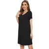 image:imageWiWi Nightgowns for Women Short Sleeve Sleepshirt Pajama Shirt Viscose from bamboo Soft Sleep Dress Vneck Nightshirt SXXLAblack