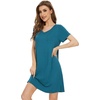 image:imageWiWi Nightgowns for Women Short Sleeve Sleepshirt Pajama Shirt Viscose from bamboo Soft Sleep Dress Vneck Nightshirt SXXLAdark Teal