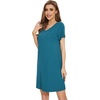 image:imageWiWi Nightgowns for Women Short Sleeve Sleepshirt Pajama Shirt Viscose from bamboo Soft Sleep Dress Vneck Nightshirt SXXLAdark Teal