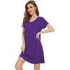 image:imageWiWi Nightgowns for Women Short Sleeve Sleepshirt Pajama Shirt Viscose from bamboo Soft Sleep Dress Vneck Nightshirt SXXLAlilac