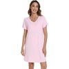 image:imageWiWi Nightgowns for Women Short Sleeve Sleepshirt Pajama Shirt Viscose from bamboo Soft Sleep Dress Vneck Nightshirt SXXLApink