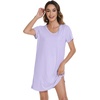 image:imageWiWi Nightgowns for Women Short Sleeve Sleepshirt Pajama Shirt Viscose from bamboo Soft Sleep Dress Vneck Nightshirt SXXLAtaro Purple