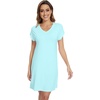 image:imageWiWi Nightgowns for Women Short Sleeve Sleepshirt Pajama Shirt Viscose from bamboo Soft Sleep Dress Vneck Nightshirt SXXLBaqua