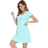 image:imageWiWi Nightgowns for Women Short Sleeve Sleepshirt Pajama Shirt Viscose from bamboo Soft Sleep Dress Vneck Nightshirt SXXLBaqua