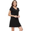 image:imageWiWi Nightgowns for Women Short Sleeve Sleepshirt Pajama Shirt Viscose from bamboo Soft Sleep Dress Vneck Nightshirt SXXLBblack
