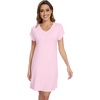 image:imageWiWi Nightgowns for Women Short Sleeve Sleepshirt Pajama Shirt Viscose from bamboo Soft Sleep Dress Vneck Nightshirt SXXLBpink