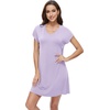 image:imageWiWi Nightgowns for Women Short Sleeve Sleepshirt Pajama Shirt Viscose from bamboo Soft Sleep Dress Vneck Nightshirt SXXLBtaro Purple