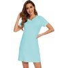 image:imageWiWi Nightgowns for Women Short Sleeve Sleepshirt Pajama Shirt Viscose from bamboo Soft Sleep Dress Vneck Nightshirt SXXLCaqua