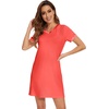 image:imageWiWi Nightgowns for Women Short Sleeve Sleepshirt Pajama Shirt Viscose from bamboo Soft Sleep Dress Vneck Nightshirt SXXLCcoral