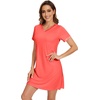 image:imageWiWi Nightgowns for Women Short Sleeve Sleepshirt Pajama Shirt Viscose from bamboo Soft Sleep Dress Vneck Nightshirt SXXLCcoral
