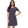 image:imageWiWi Nightgowns for Women Short Sleeve Sleepshirt Pajama Shirt Viscose from bamboo Soft Sleep Dress Vneck Nightshirt SXXLCdark Grey