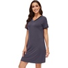 image:imageWiWi Nightgowns for Women Short Sleeve Sleepshirt Pajama Shirt Viscose from bamboo Soft Sleep Dress Vneck Nightshirt SXXLCdark Grey