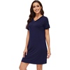 image:imageWiWi Nightgowns for Women Short Sleeve Sleepshirt Pajama Shirt Viscose from bamboo Soft Sleep Dress Vneck Nightshirt SXXLCnavy