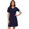 image:imageWiWi Nightgowns for Women Short Sleeve Sleepshirt Pajama Shirt Viscose from bamboo Soft Sleep Dress Vneck Nightshirt SXXLCnavy