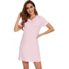 image:imageWiWi Nightgowns for Women Short Sleeve Sleepshirt Pajama Shirt Viscose from bamboo Soft Sleep Dress Vneck Nightshirt SXXLCpink