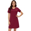 image:imageWiWi Nightgowns for Women Short Sleeve Sleepshirt Pajama Shirt Viscose from bamboo Soft Sleep Dress Vneck Nightshirt SXXLCwine