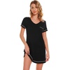 image:imageWiWi Nightgowns for Women Soft Short Sleeve Sleep Nightgown Viscose from Bamboo Night Shirt Sleepwear SXXLAblack