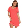 image:imageWiWi Nightgowns for Women Soft Short Sleeve Sleep Nightgown Viscose from Bamboo Night Shirt Sleepwear SXXLAcoral