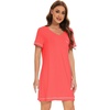image:imageWiWi Nightgowns for Women Soft Short Sleeve Sleep Nightgown Viscose from Bamboo Night Shirt Sleepwear SXXLAcoral