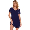 image:imageWiWi Nightgowns for Women Soft Short Sleeve Sleep Nightgown Viscose from Bamboo Night Shirt Sleepwear SXXLAnavy