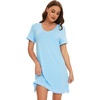 image:imageWiWi Nightgowns for Women Soft Short Sleeve Sleep Nightgown Viscose from Bamboo Night Shirt Sleepwear SXXLApale Blue