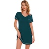 image:imageWiWi Nightgowns for Women Soft Short Sleeve Sleep Nightgown Viscose from Bamboo Night Shirt Sleepwear SXXLApeacock Green