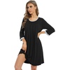 image:imageWiWi Nightgowns for Women Soft Short Sleeve Sleep Nightgown Viscose from Bamboo Night Shirt Sleepwear SXXLEblack