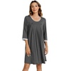 image:imageWiWi Nightgowns for Women Soft Short Sleeve Sleep Nightgown Viscose from Bamboo Night Shirt Sleepwear SXXLEcharcoal Heather