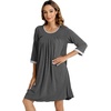 image:imageWiWi Nightgowns for Women Soft Short Sleeve Sleep Nightgown Viscose from Bamboo Night Shirt Sleepwear SXXLEcharcoal Heather