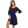 image:imageWiWi Nightgowns for Women Soft Short Sleeve Sleep Nightgown Viscose from Bamboo Night Shirt Sleepwear SXXLEnavy