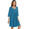 image:imageWiWi Nightgowns for Women Soft Short Sleeve Sleep Nightgown Viscose from Bamboo Night Shirt Sleepwear SXXLEteal Blue