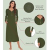 image:imageWiWi Nightgowns for Women Super Soft Sleepwear Long Sleeve V Neck Nightshirts Viscose from Bamboo Cooling Nightdress SXXLAarmy Green
