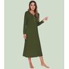 image:imageWiWi Nightgowns for Women Super Soft Sleepwear Long Sleeve V Neck Nightshirts Viscose from Bamboo Cooling Nightdress SXXLAarmy Green