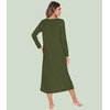 image:imageWiWi Nightgowns for Women Super Soft Sleepwear Long Sleeve V Neck Nightshirts Viscose from Bamboo Cooling Nightdress SXXLAarmy Green