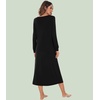 image:imageWiWi Nightgowns for Women Super Soft Sleepwear Long Sleeve V Neck Nightshirts Viscose from Bamboo Cooling Nightdress SXXLAblack