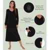image:imageWiWi Nightgowns for Women Super Soft Sleepwear Long Sleeve V Neck Nightshirts Viscose from Bamboo Cooling Nightdress SXXLAblack
